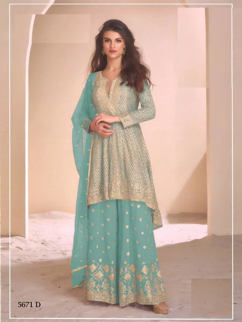 Aayana Hit 7671 A To D Georgette Embroidered Salwar Suits Wholesale In India