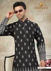 Black Color Outluk Wedding Vol 48 Pure Silk Fabric With Embroidery Work Mens Wear Kurta Payjama W4805 