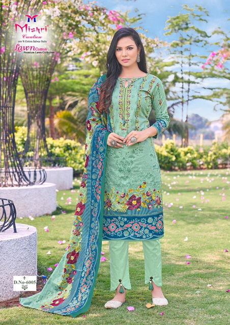 Mishri Lawn Cotton 6 Latest fancy Designer Casual Regular Wear Printed Cotton Karachi Dress Material Collection
