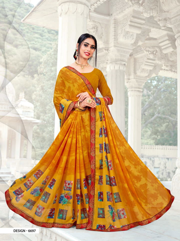 Haytee Fantasy Latest Collection Regular Wear Rennial Printed Sarees
