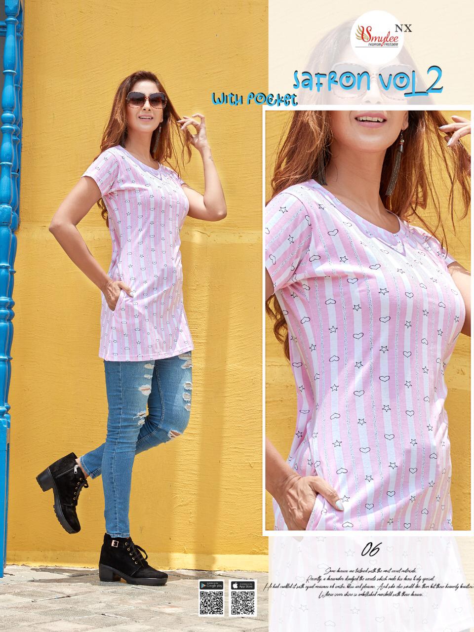 Smylee Safron 2 Sinker Hosiery cotton Night Wear Comfortable T-shirt Collection
