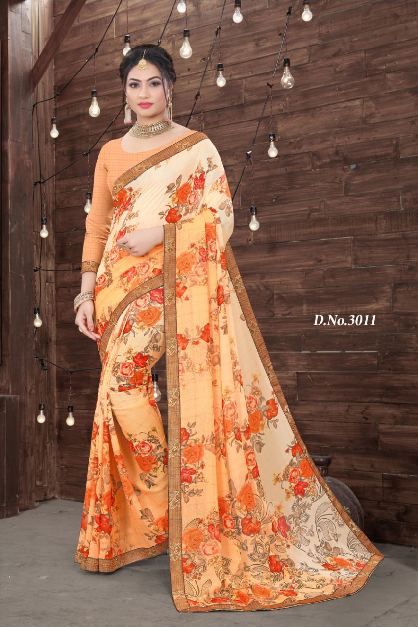 Haytee Everyday Latest Daily Wear Fancy Printed Bordered Saree Collection
