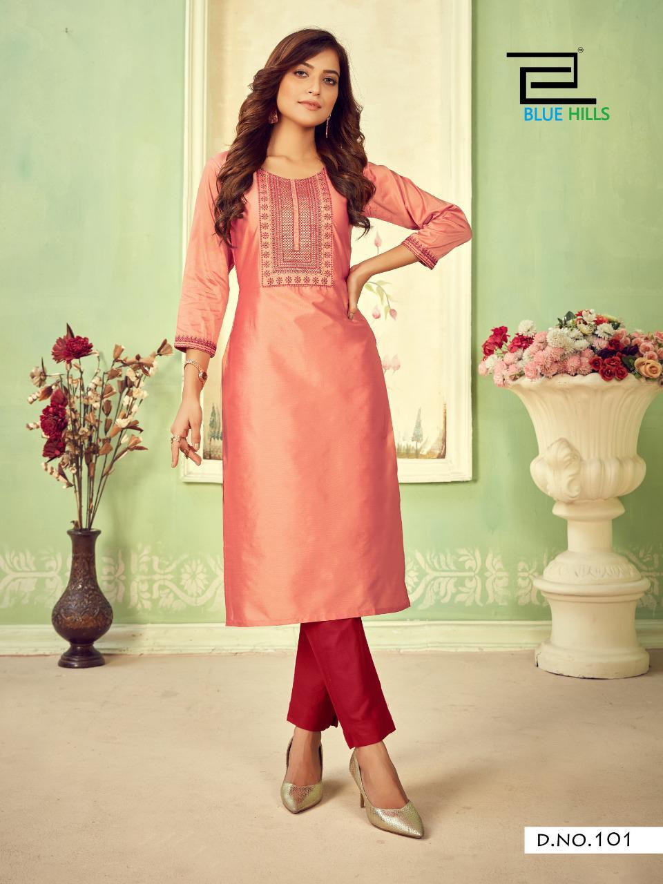 BLUE HILLS SOLID VOL 3 Ethnic Wear Cotton tapeta neck Embroidery Kurti