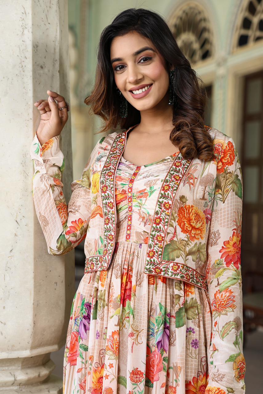 Pure Natural Crepe Gown With Kotee Catalog
