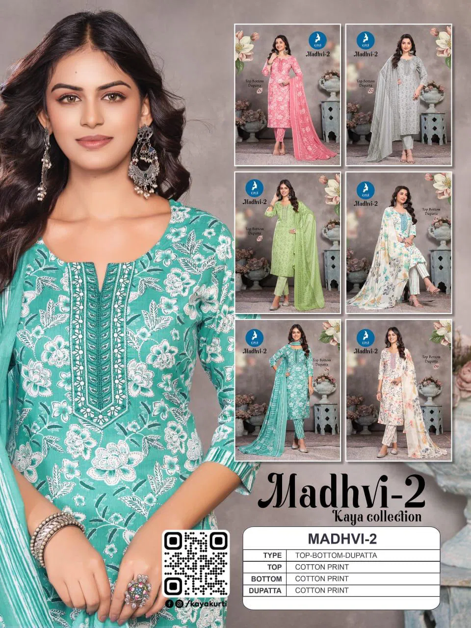 Madhvi 2 By Kaya Cotton Printed Kurti With Bottom Dupatta Exporters In India