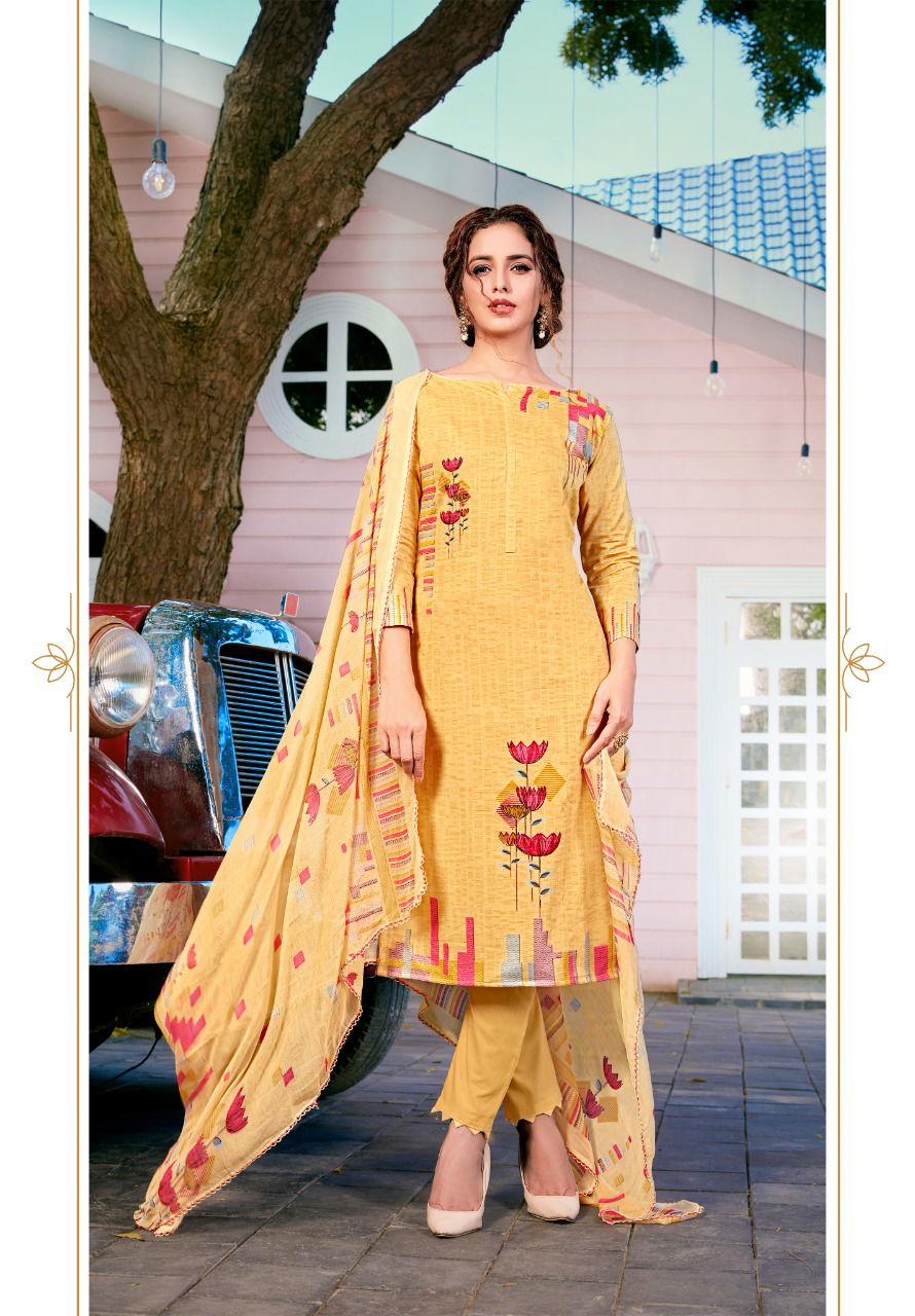 Yashika Rinaz 4 Latest Designer Printed Pure Lawn Cotton Dress Material Collection With Mal Mal Dupatta 