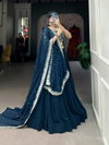 Teal Blue Colour Georgette Plain With Embroidered Lehenga Choli Taraa L 1405