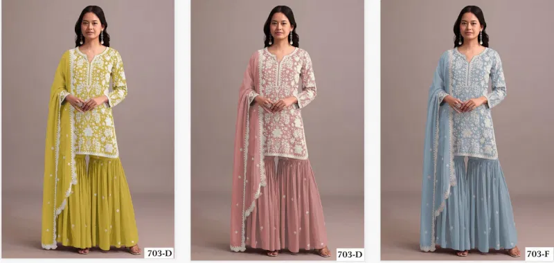 Hit Renuka 703 D To F Designer Georgette Salwar Suits Wholesale Market In Surat