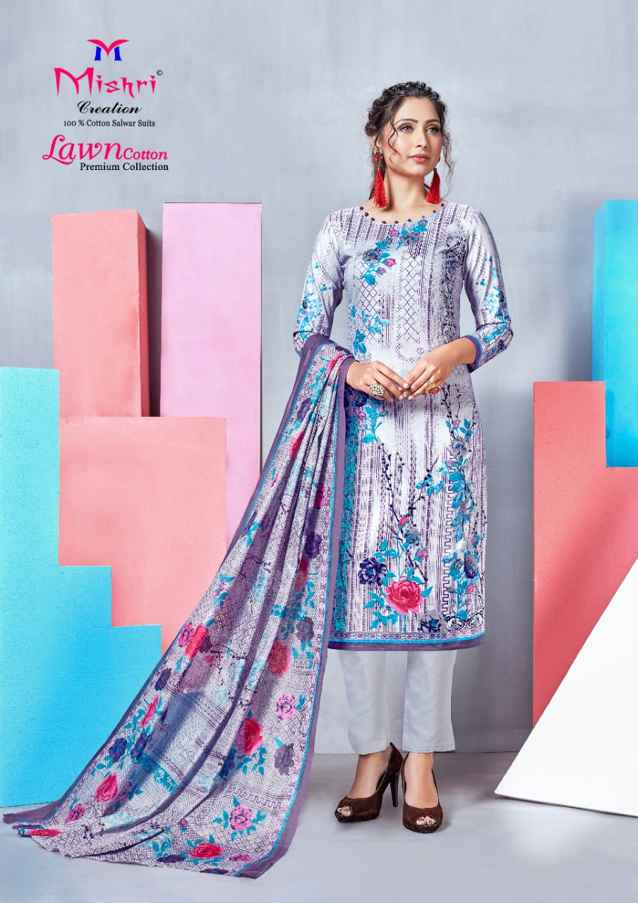 Mishri Lawn Cotton Latest Designer Casual Wear Pure Lawn Cotton Dress Material Collection 