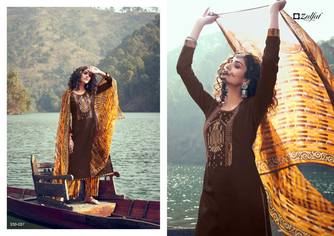 Zulfat Mohini 5 Latest fancy Festive Wear Heavy Embroidery Work Designer Dress Material Collection
