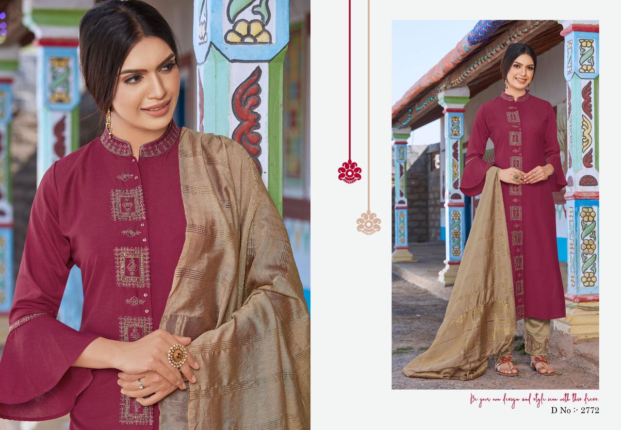 Rangoon Foram Latest Fancy Designer Feative Wear Chinon With Value Adition Work Long Kurti Readymade Collection
