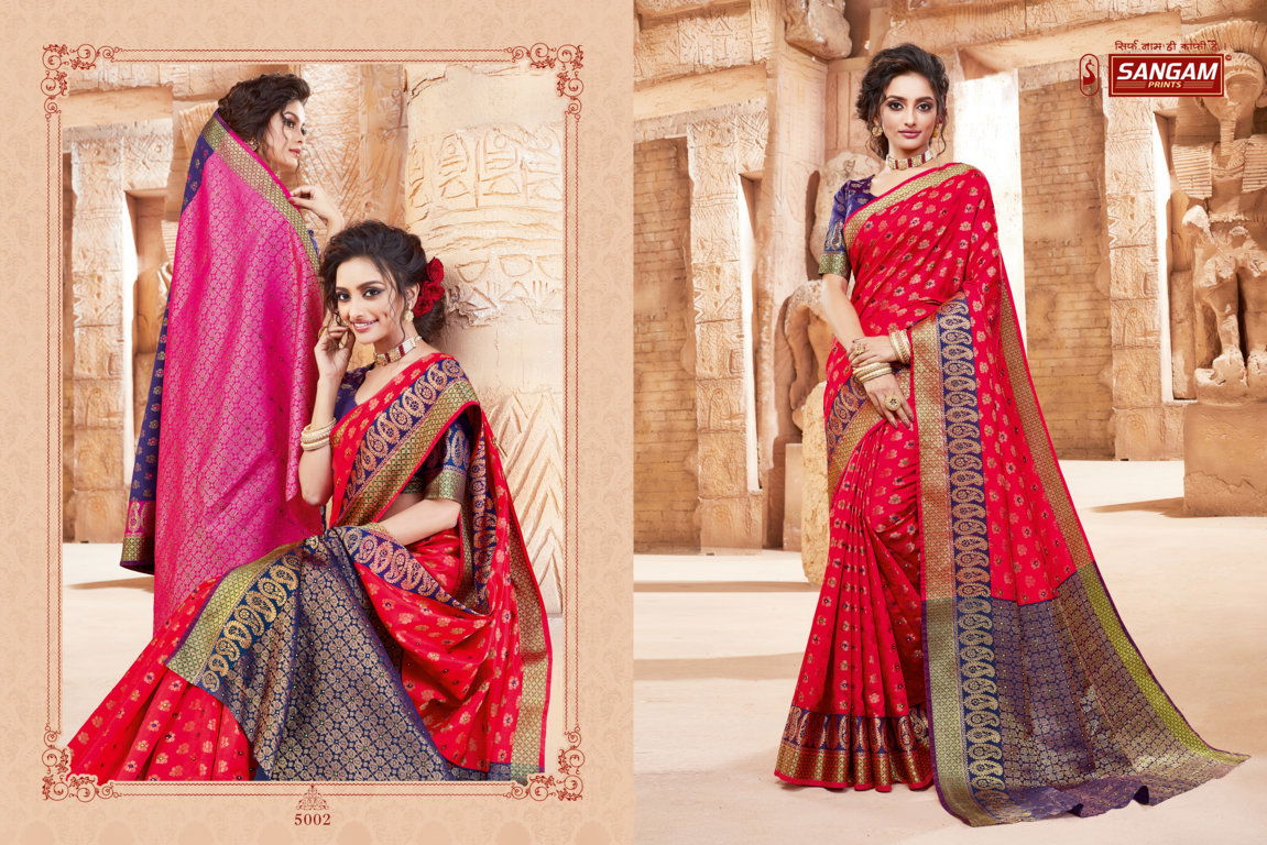 Sangam Shantanam Latest Fancy Festive Wear Heavy Handloom Silk Designer Saree Collection
