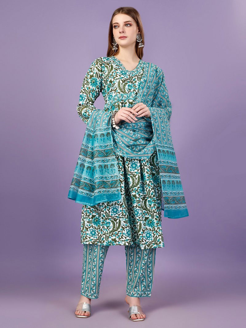 Shubh 25 Flower Printed Kurti With Bottom Dupatta Wholesale Clothing Suppliers In India
