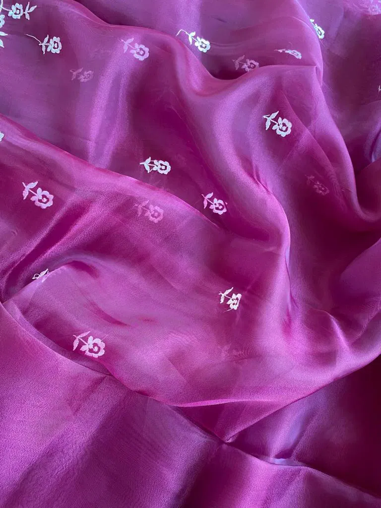 MC 110 Organza Printed Embroidery Work Sarees Catalog