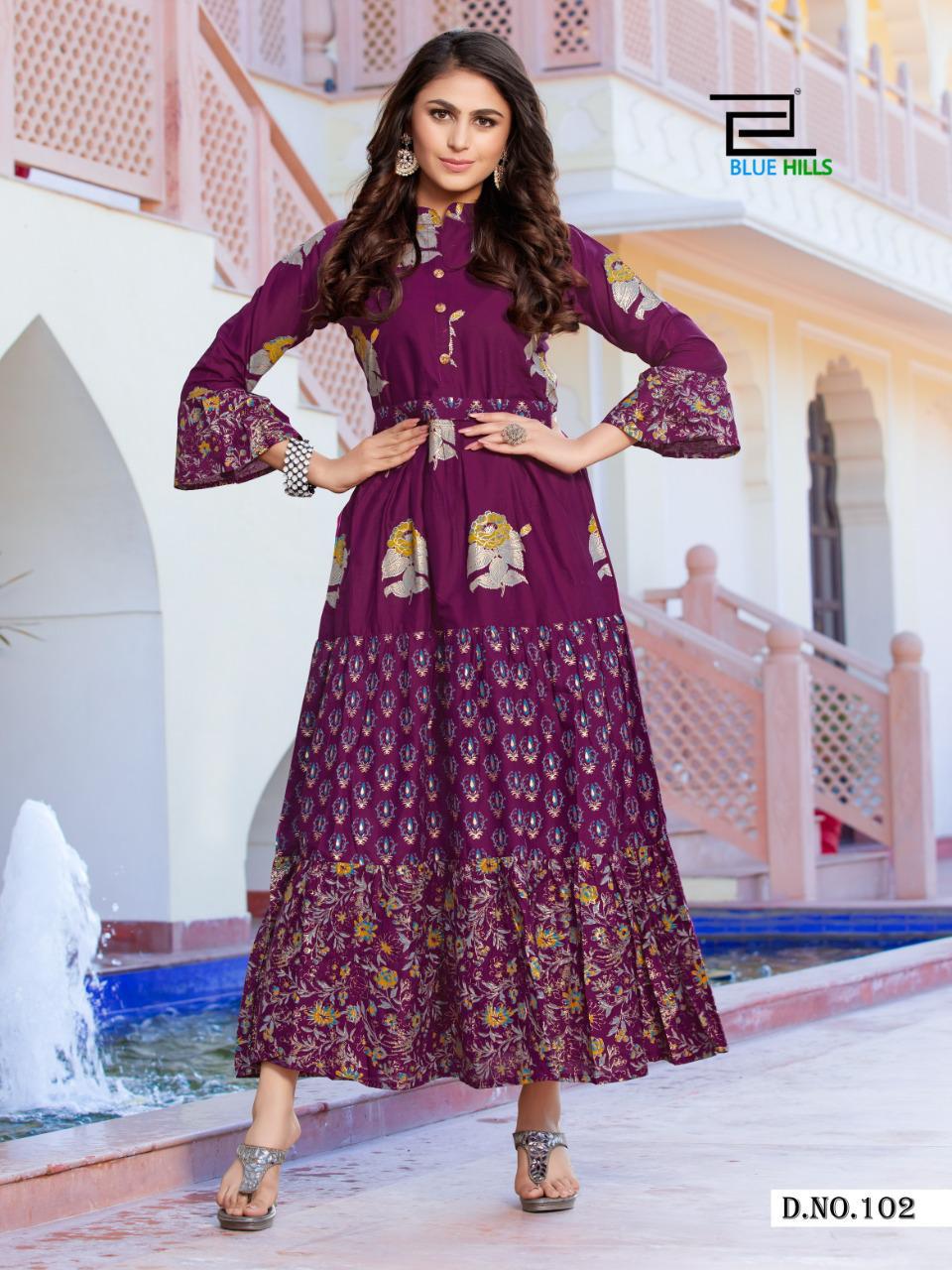 Blue Hills Gulabo 1 Latest Designer Fancy Festive Wear Cotton Printed Long Kurtis Collection
