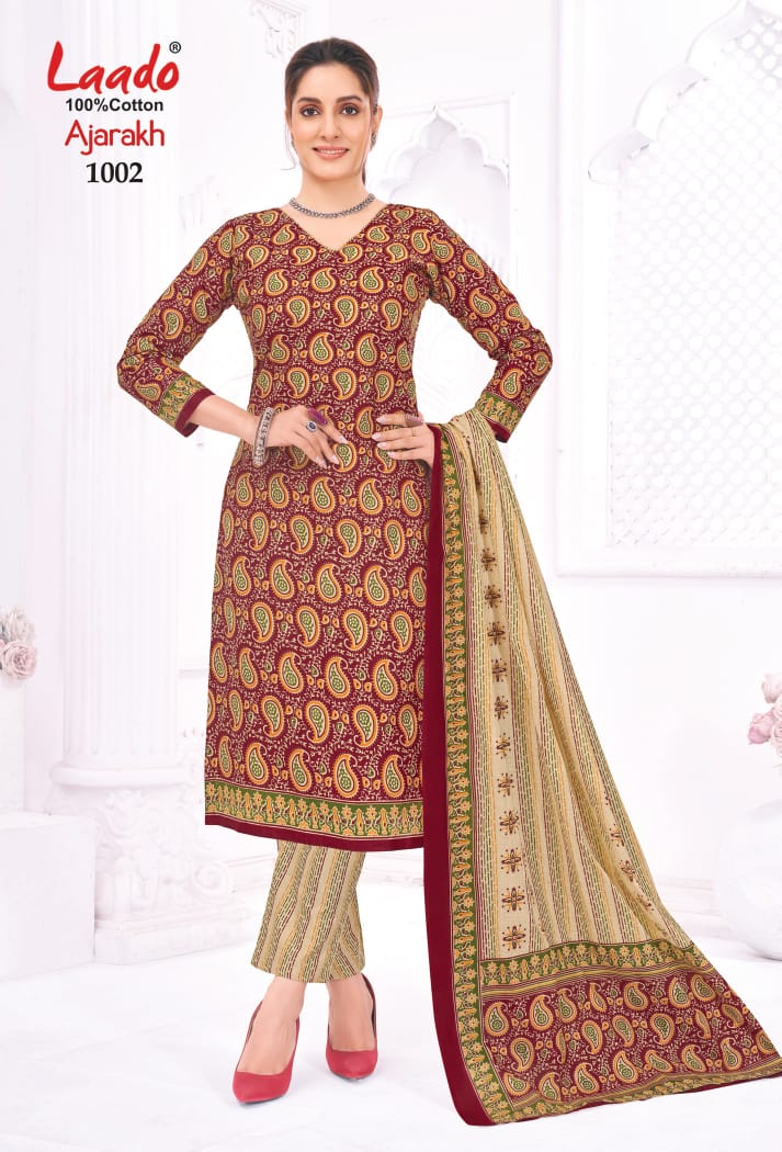 Ajarakh Vol 1 By Laado Cotton Printed Dress Material Wholesale Suppliers In Mumbai