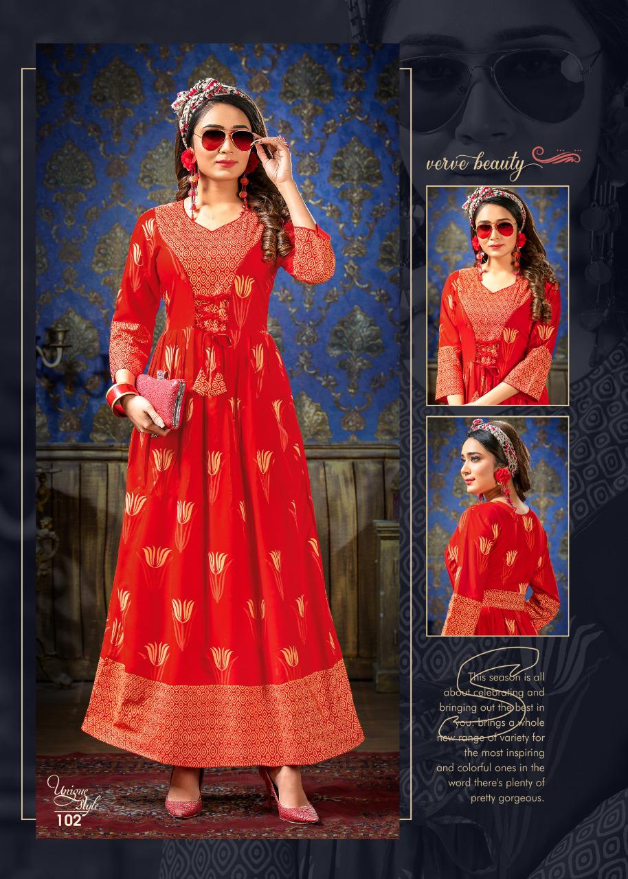 Ft Unique Style Latest Fancy Designer Heavy Rayon Printed Long Anarkali Kurtis Collection
