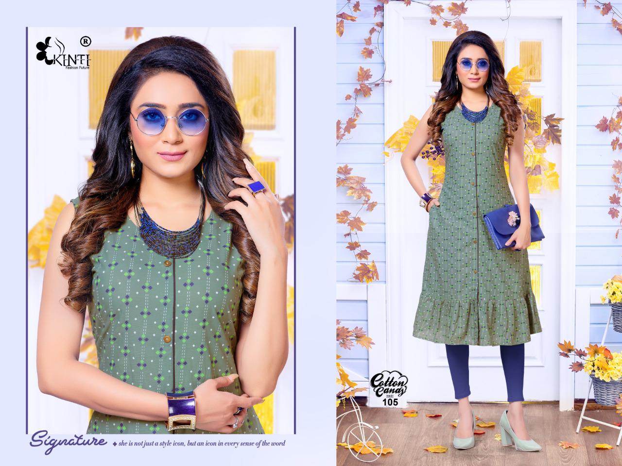 Kinti Cotton Candy 1 A Latest Fancy Designer Ethnic Wear Line Cambric Cotton Printed Kurti Collection
