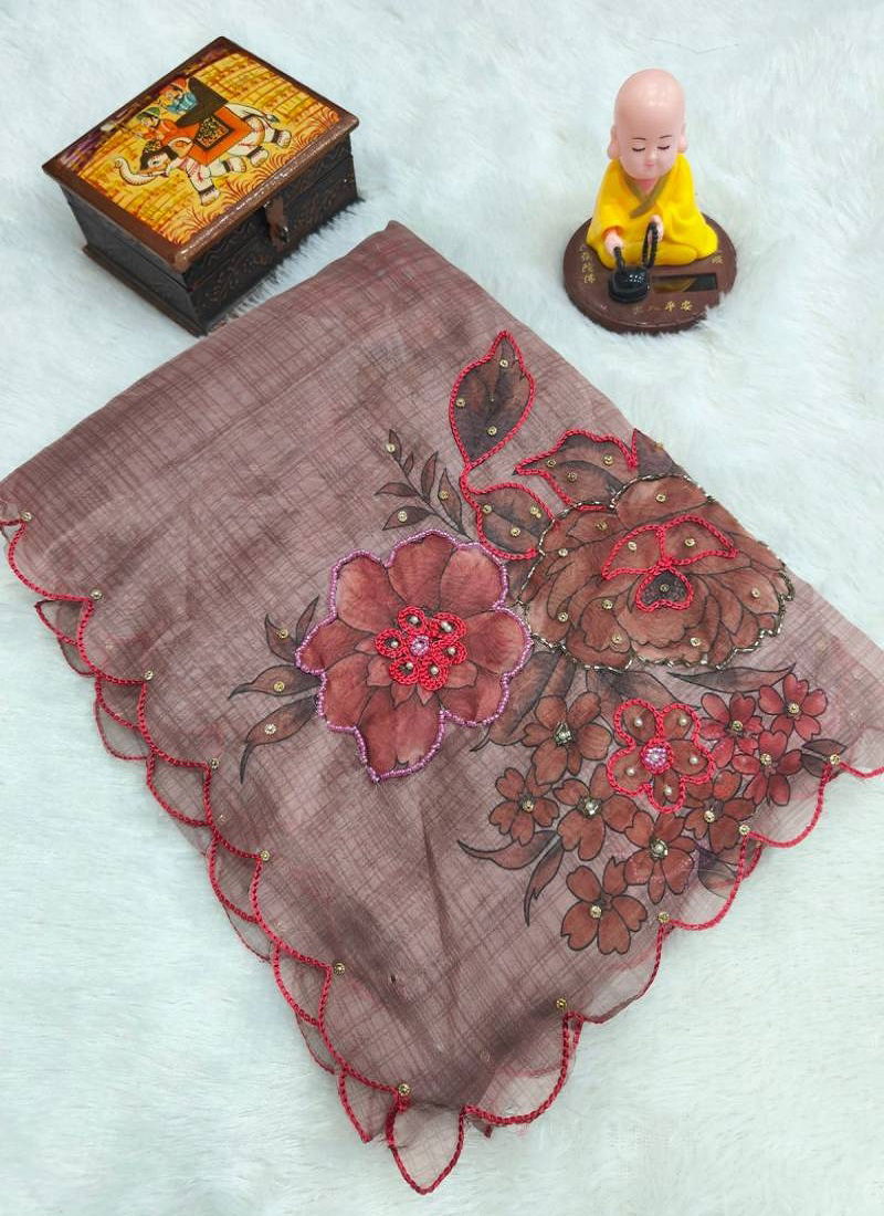 Vt 715 T Organza With Digital Printed Saree Suppliers In India