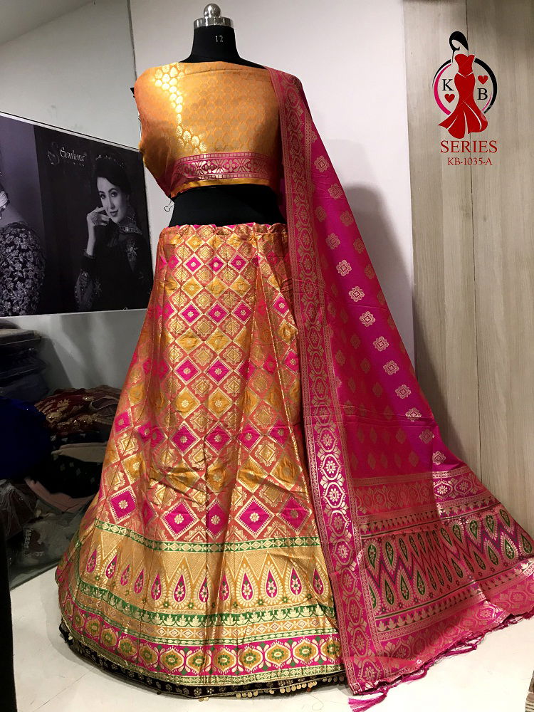 KB Latest Banarasi Jacquard Designer Wedding And Festival Wear Lehenga Collection 