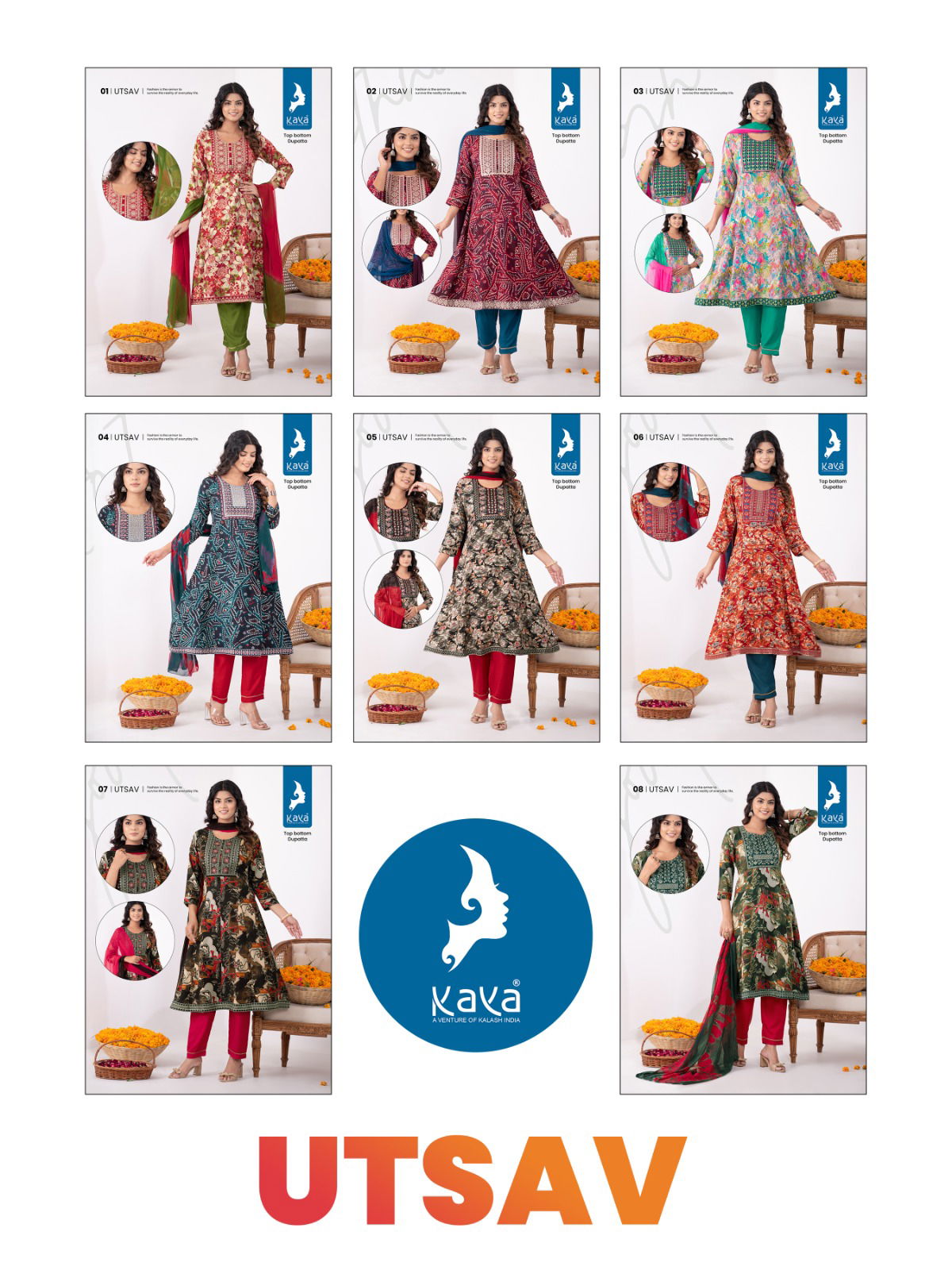 Utsav By Kaya Rayon Printed Kurti With Bottom Dupatta Catalog