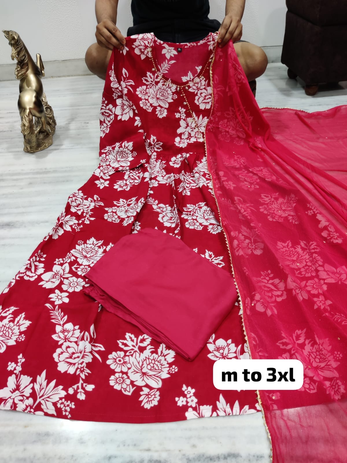 Virat Hand Work Alia Cut Kurti With Bottom Dupatta Catalog