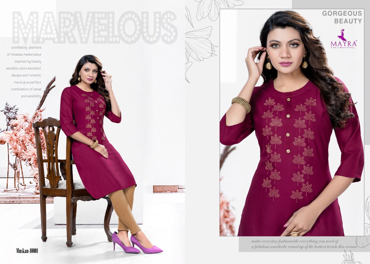 Mayra Muskan Regular Wear Rayon Printed Designer Kurti Collection