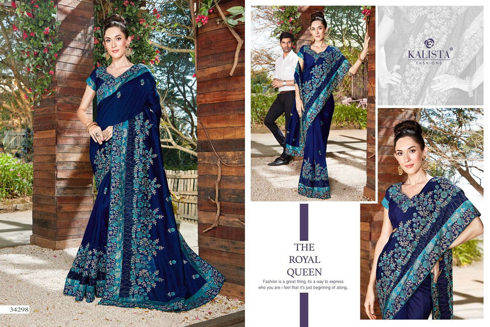 Kalista Sana Gold Latest Fancy Designer Casual Wear Embroidery Worked Sarees Collection
