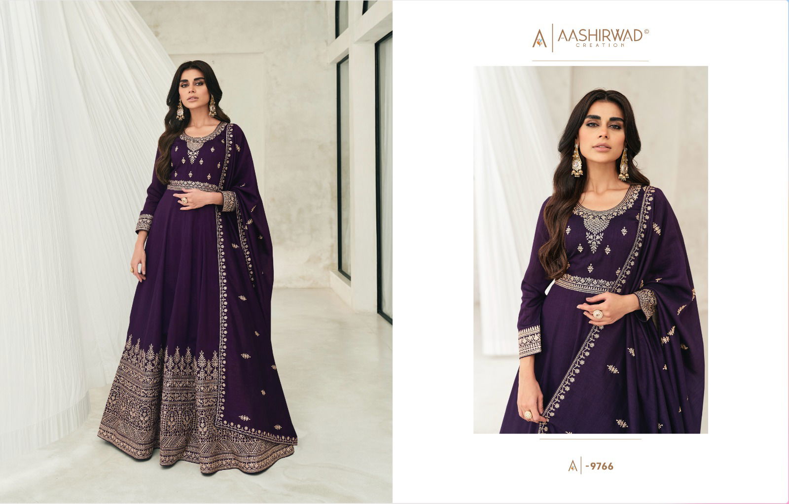 Aashirwad Gulkand Bela Premium Silk Heavy Embroidery Gown With Dupatta Catalog