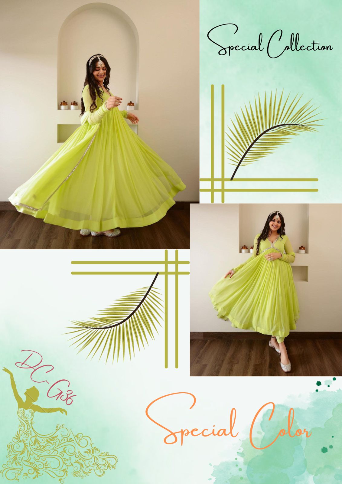 DC G36 Green Colour Anarkali Readymade Suits Wholesale Clothing Distributors In India