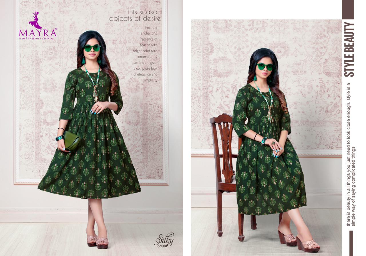 Mayra Silky Ethnic Party Wear Latest Designer Anarkali Rayon Kurti Collection