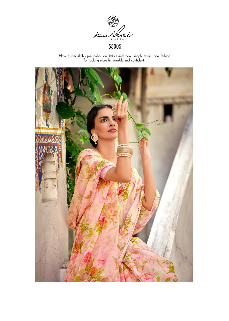 Kashvi Olivia Silk Chiffon Printed With Fancy Ethnic Wear Saree Collection
