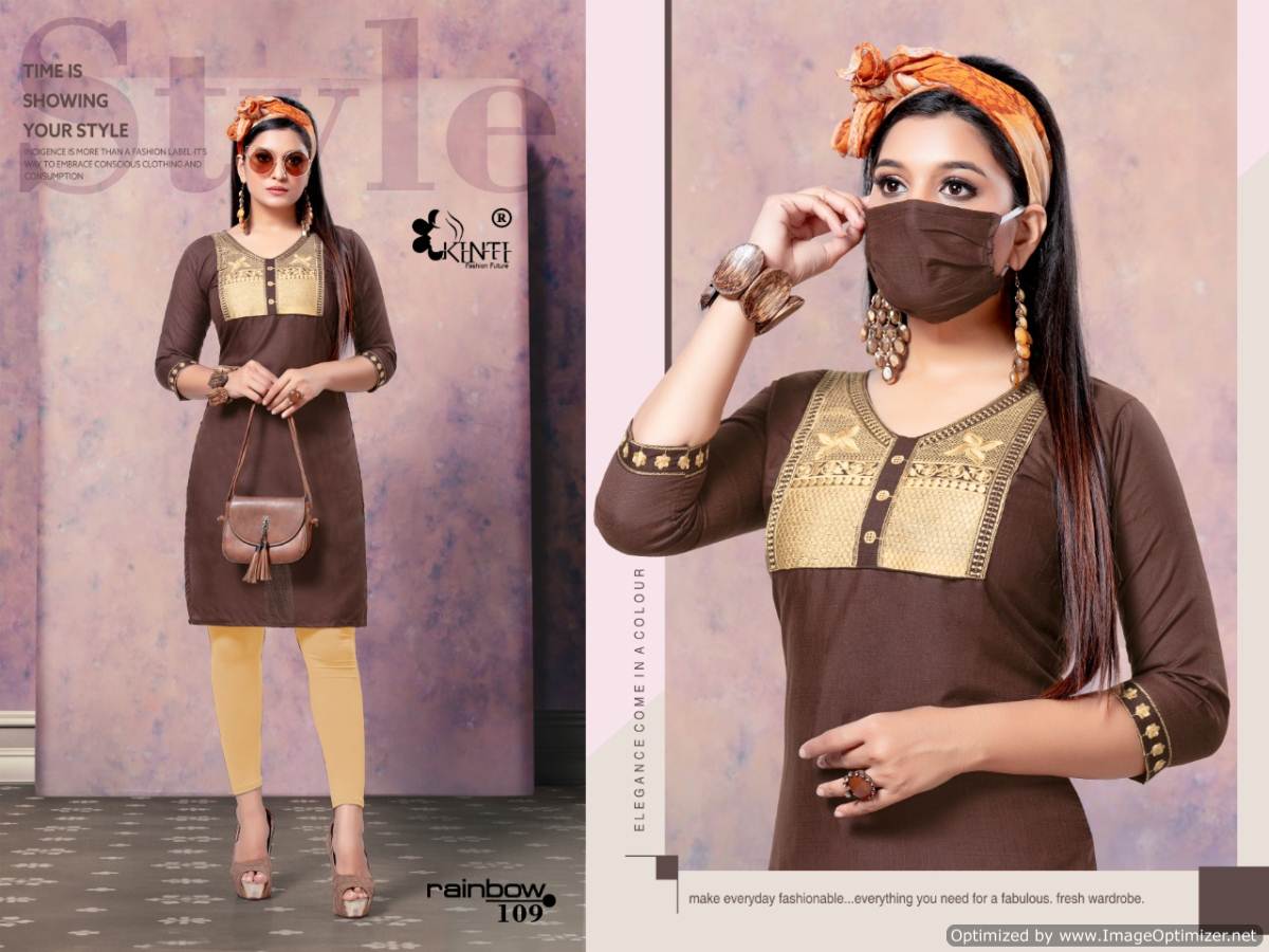 Kinti Rainbow Latest Exclusive Collection Of Designer Short Kurtis With Embroidery Work 