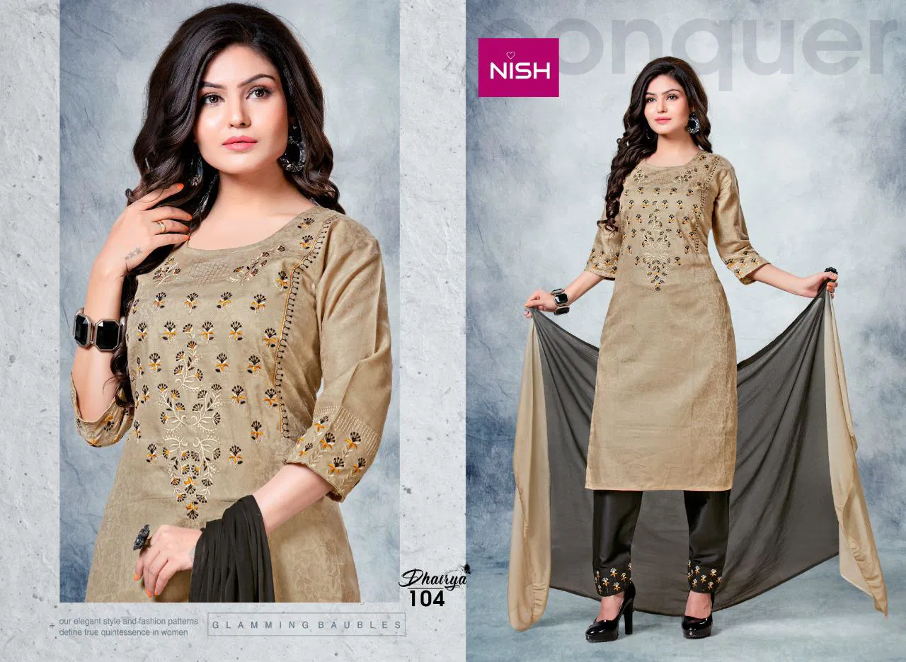 Nish Dhairya Ethnic Wear Cotton Designer Ready Made Collection
