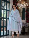 Label Khoj 9742 A  And 9742 B Linen Printed Embroidery Readymade Suits Wholesalers In Delhi