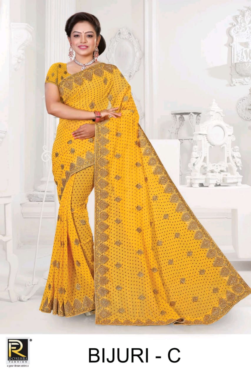 Ronisha Bijuri latest Heavy Wedding Wear Georgette Fancy Saree Collection