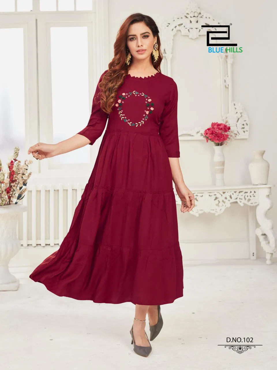 Blue Hills Mohini 1 Latest fancy Ethnic Wear Rayon Designer Long Kurtis Collection