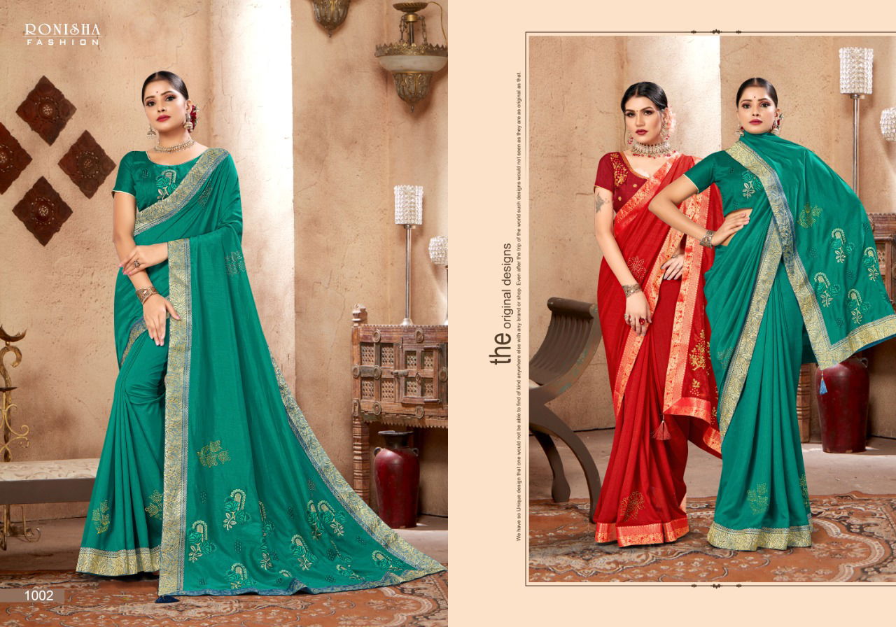 Ronisha Kavira Latest Designer Festive And Wedding Wear Exclusive Vichitra Silk Saree Collection