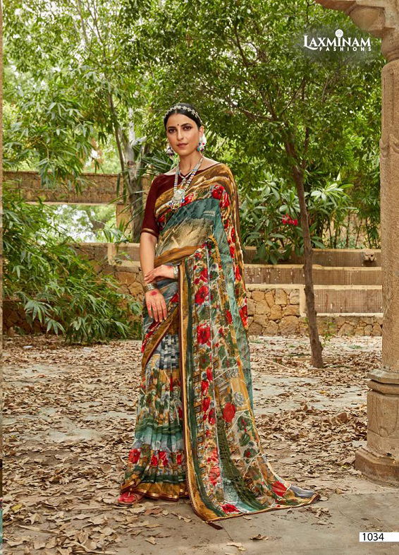Laxminam Urvi Casual Regular Wear Printed Georgette Designer Saree Collection
