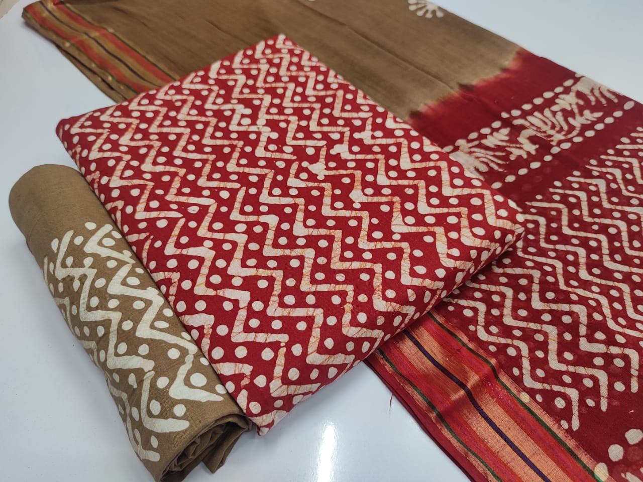 Batik 4 Bandhani Regular Wear Printed Cotton Designer Dress Material Collection
