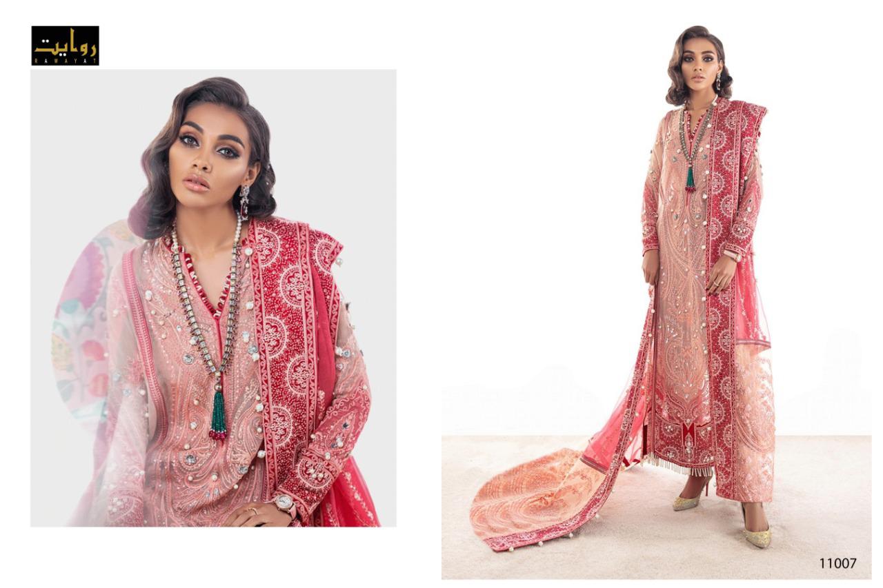 Rawayat Elan 3 Latest Fancy wedding Wear Butter fly net And Embroidery Work top With Dupatta Pakistani Salwar Suits Collection
