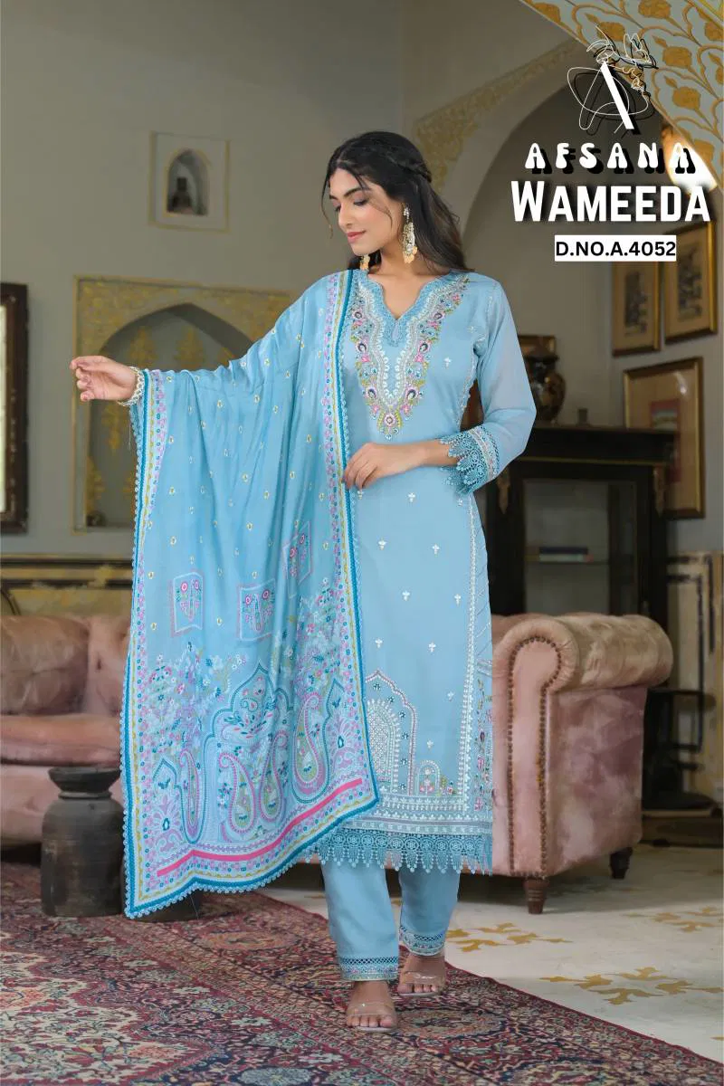 Wameeda By Afsana Georgette Kurti Bottom With Dupatta Exporters In India
