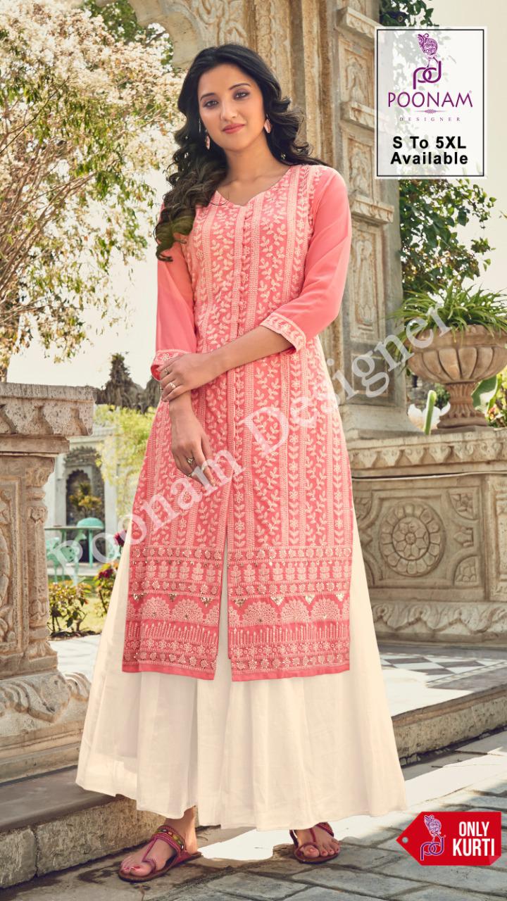 Poonam Lucknowi 101 To 106 Latest fancy Designer Festive Wear Georgette Designer Kurtis Collection
