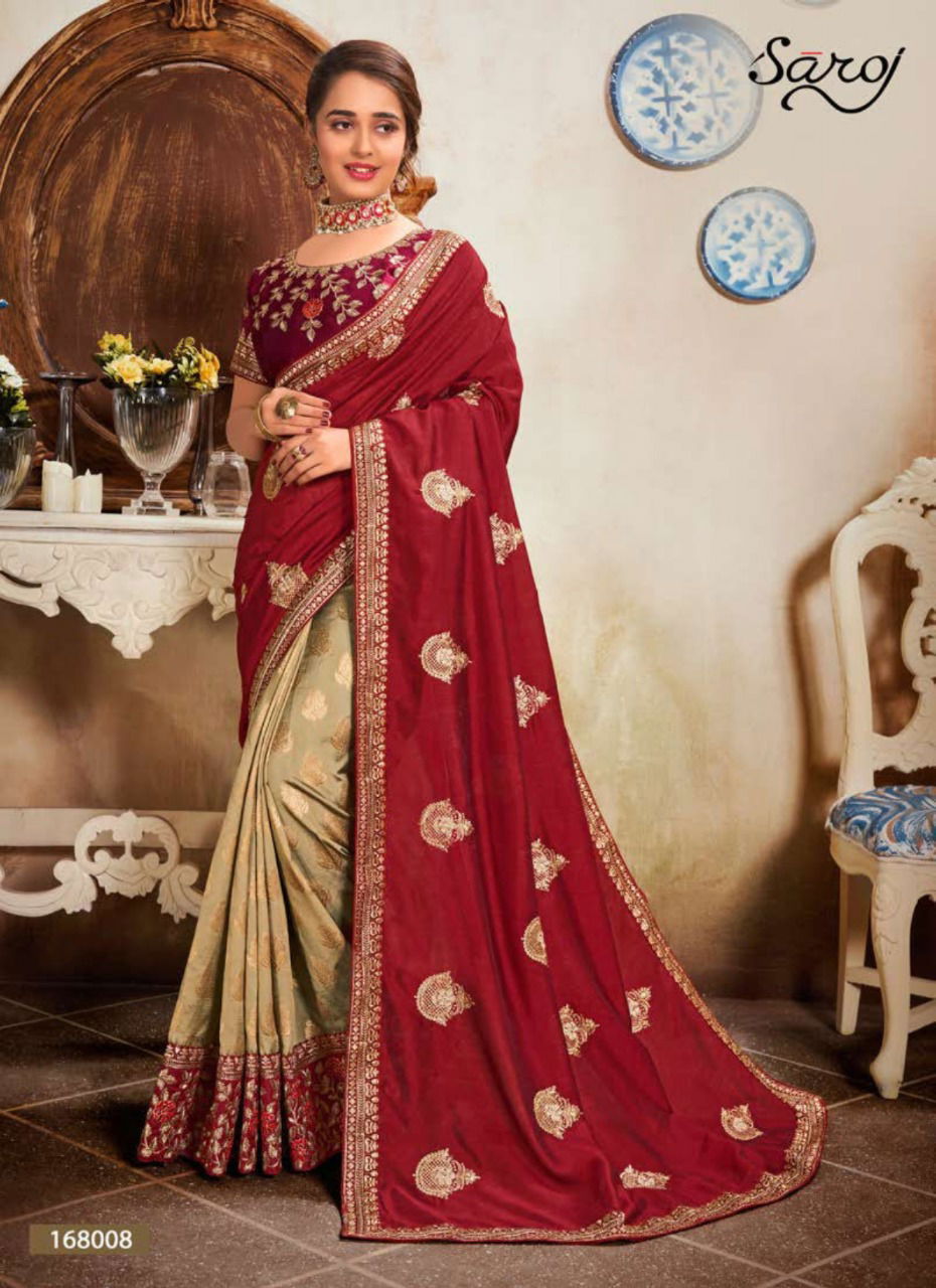 Saroj Kolaveri Latest Fancy Heavy Festive Wear Vichitra Silk Sarees Collection

