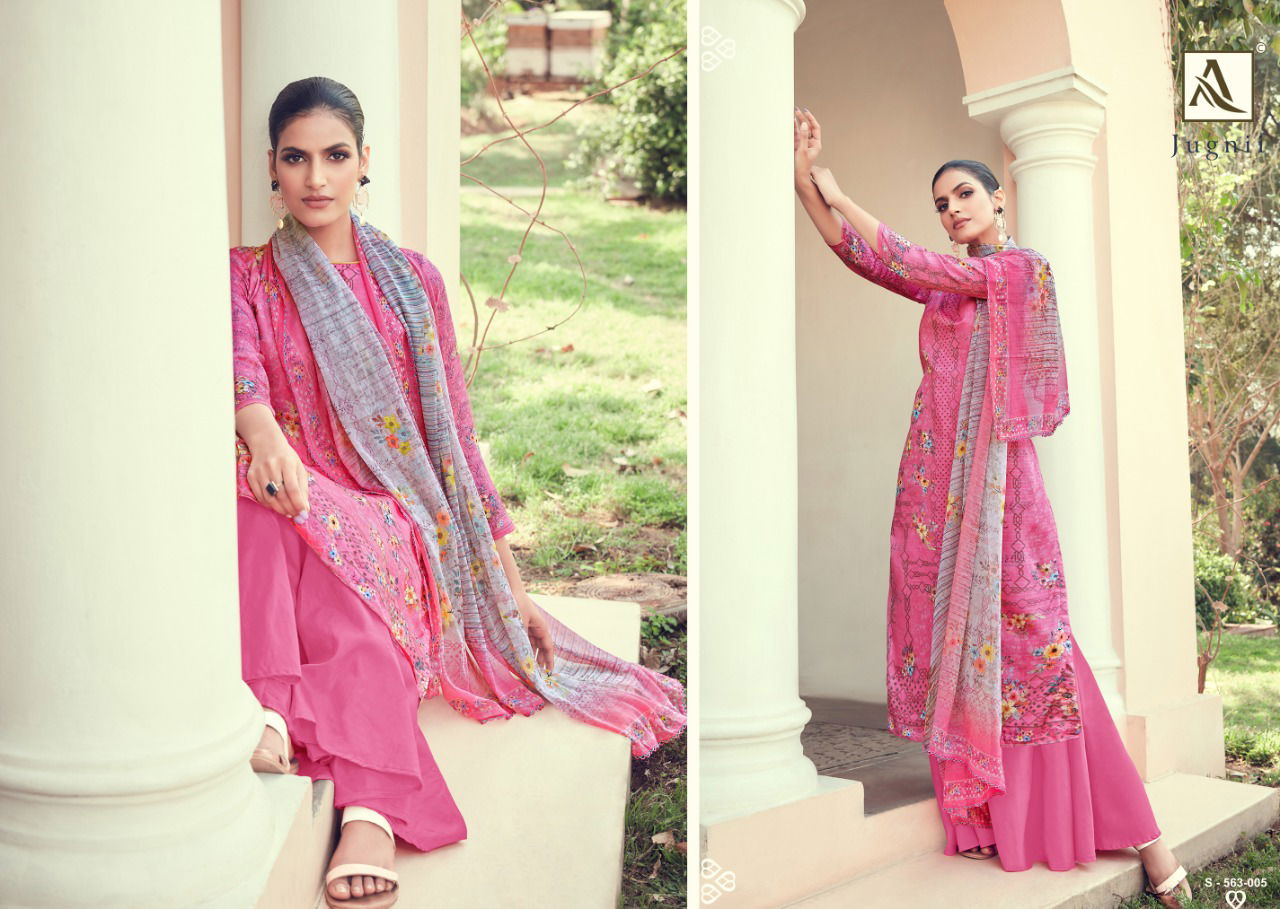 Alok Jugnii 2 Fancy Designer regular casual wear Pure Jam Digital Print With Swarovski Diamond Work Heavy Dress Material Collection

