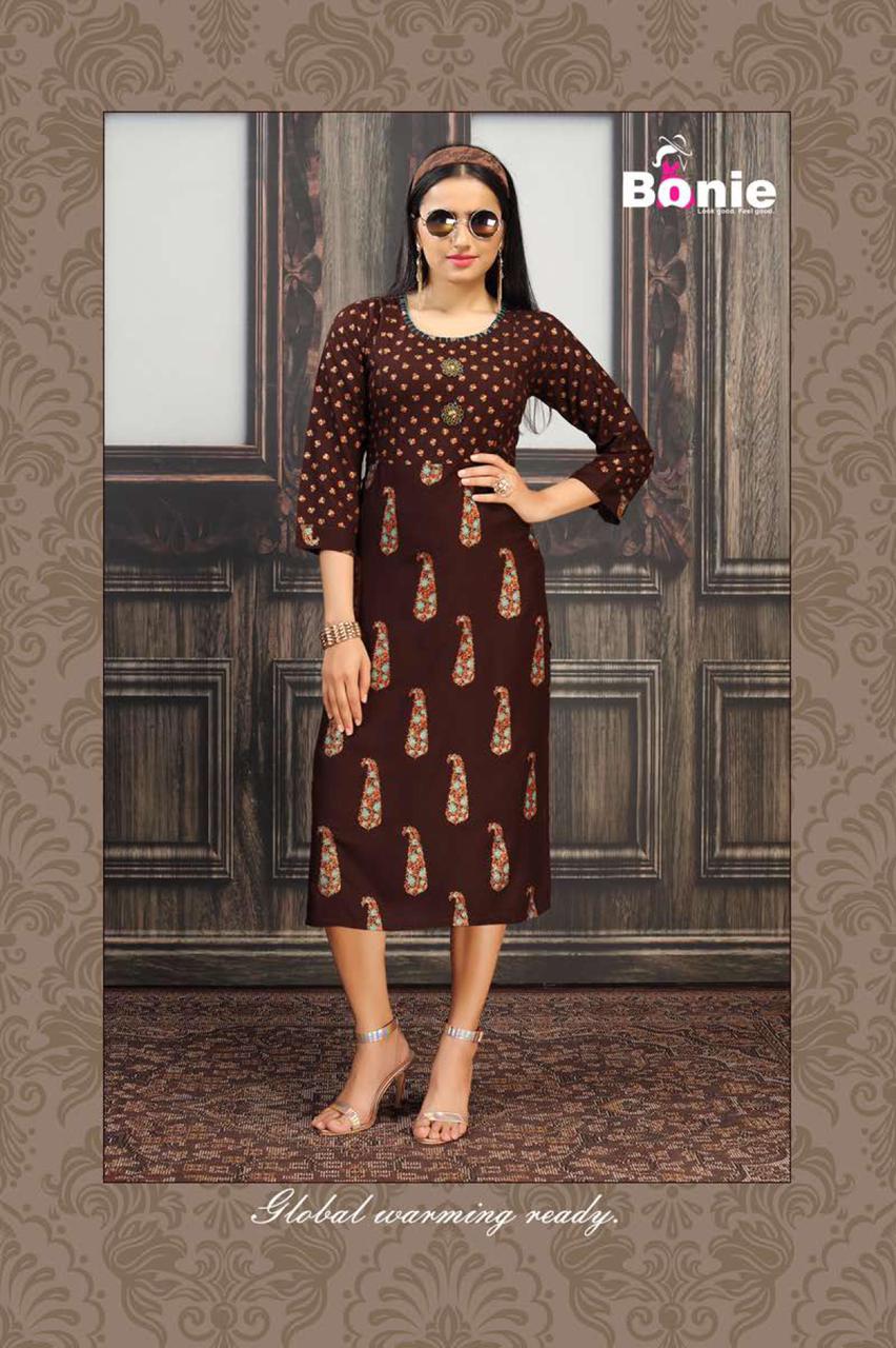 Bonie Sneh Latest Ethnic Wear Rayon Printed Kurti Collection
