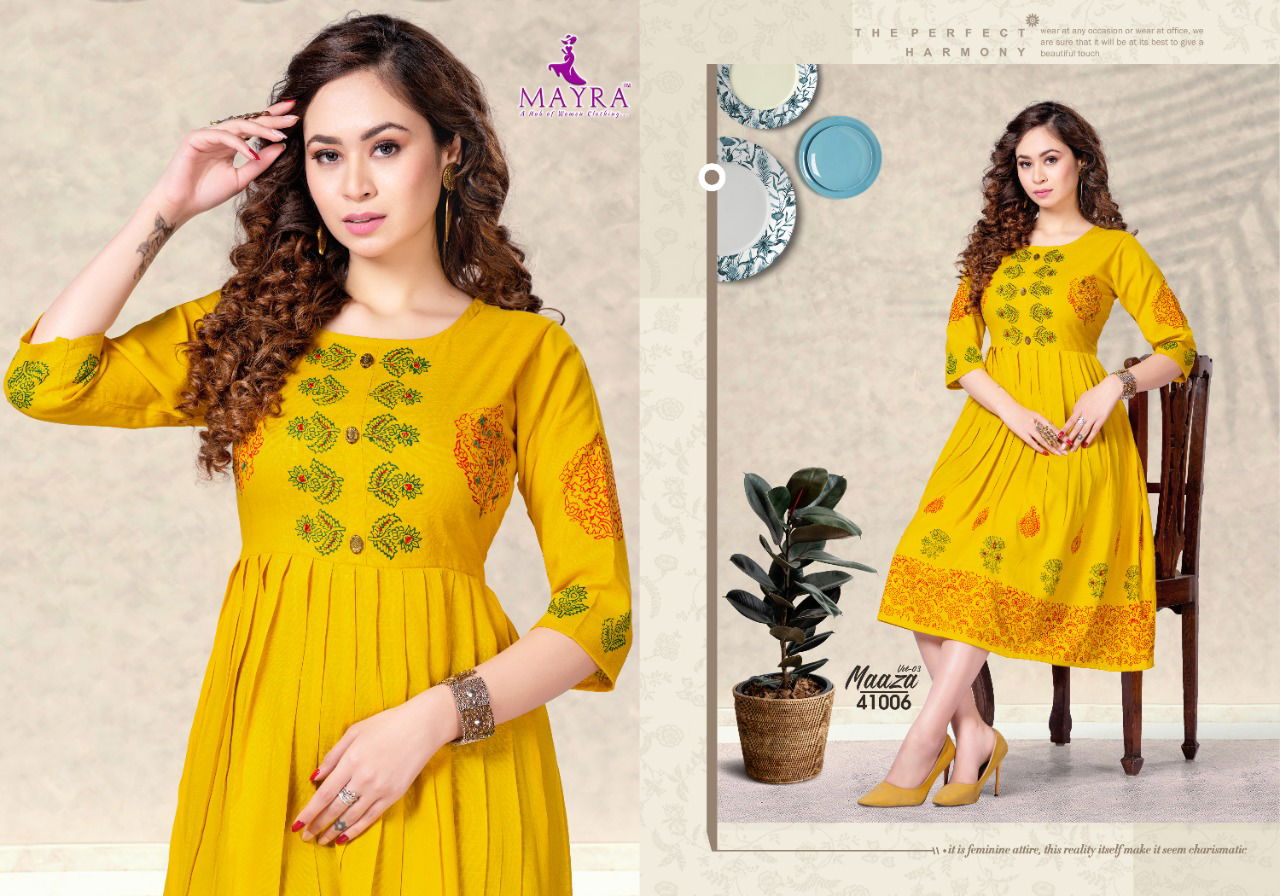 Mayra Maaza 3 Latest Designer Ethnic Wear Rayon Anarkali Kurti Collection