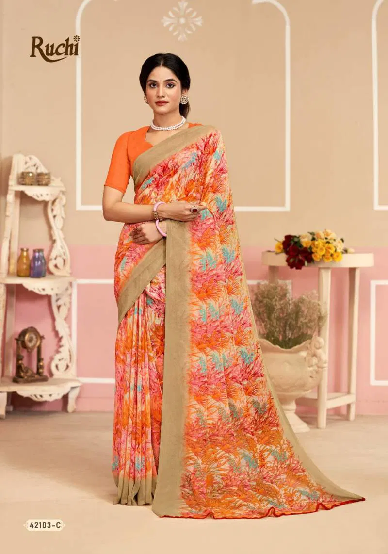 Ragaa Georgette 17 By Ruchi Printed Saree Wholesale Clothing Suppliers In India