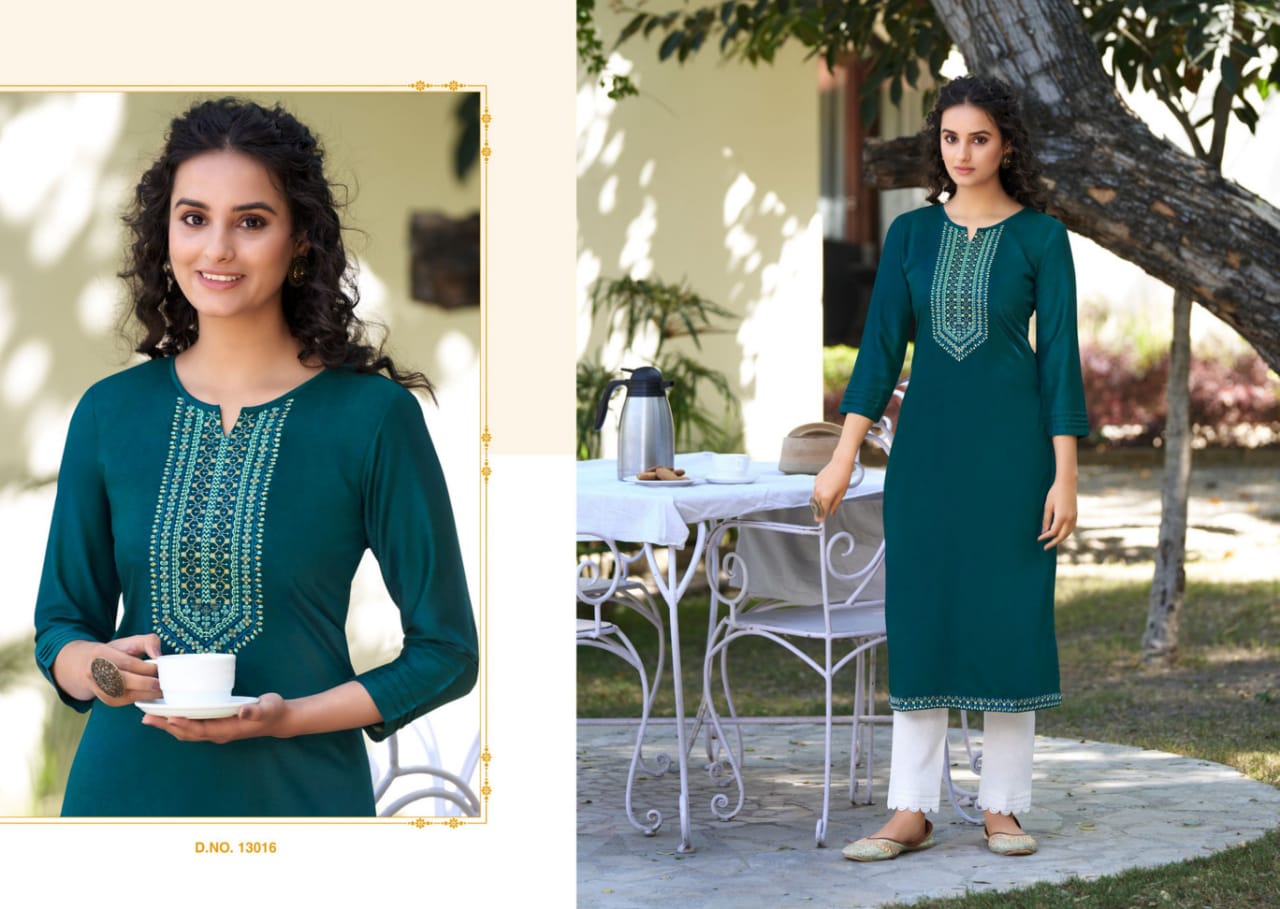 Kalaroop Kites 4 New Exclusive Party Wear Silk Embroidery Kurti Collection