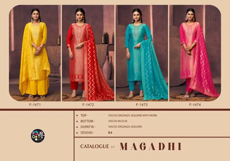 Magadhi By Four Dots Viscose Organza Jacquard Dress Material Wholesale Market